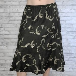 Y2K Jones New York Vintage 100% Silk Dark Green Robbin Skirt Size 12